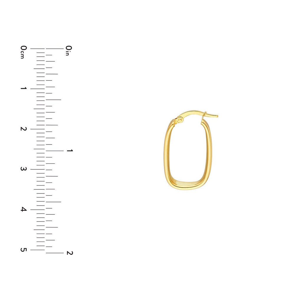 14K Gold Ribbed Oval Hoop Earrings
