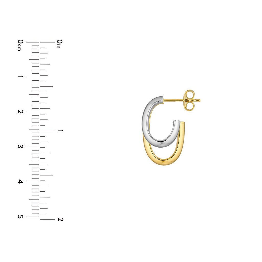 14K Two-Tone Gold Side by Side Open Earrings