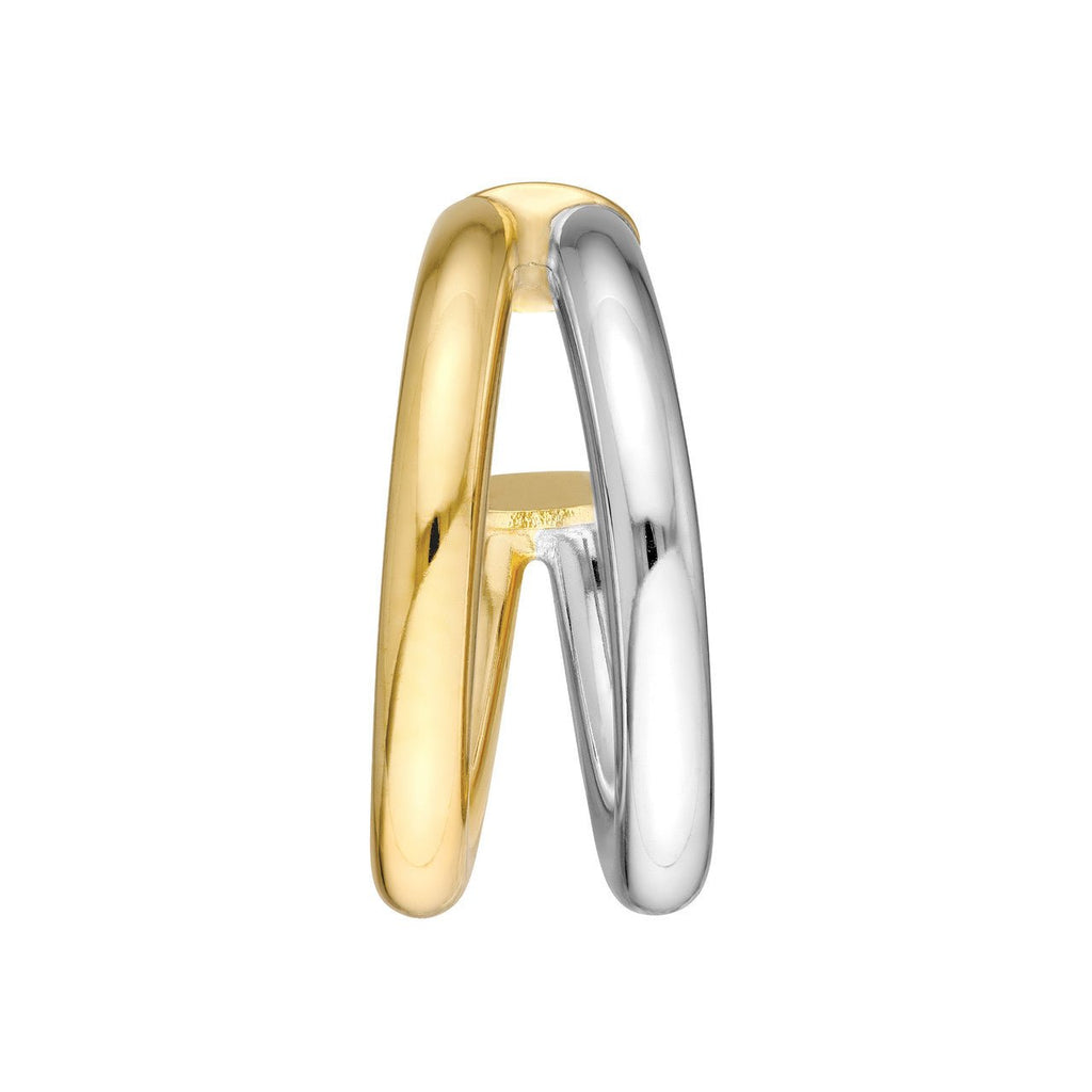 14K Two-Tone Gold 10MM Double Hoop Earrings