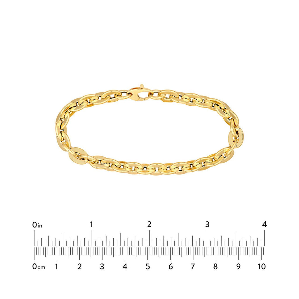 14K Gold Hollow Oval Link Chain Bracelet