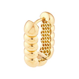 14K Gold Boxy Bead Hoop Earrings