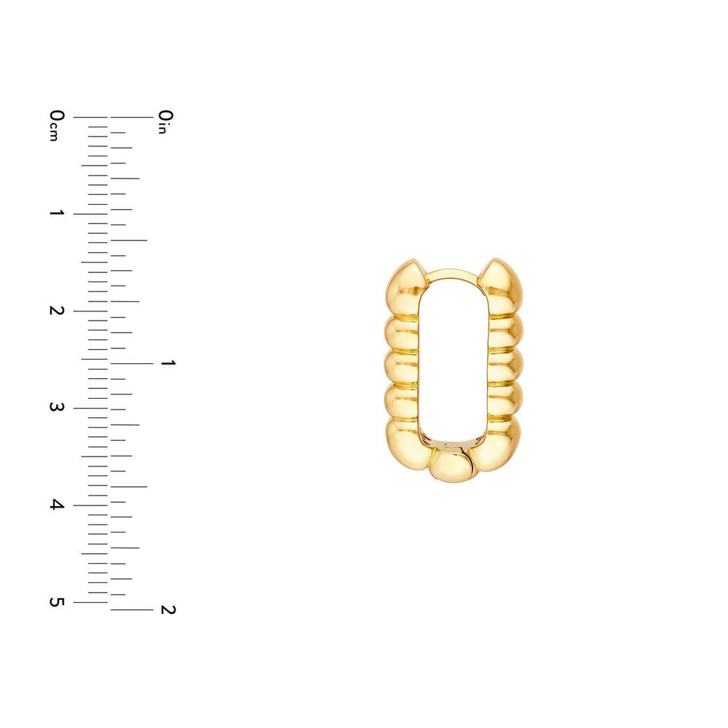 14K Gold Boxy Bead Hoop Earrings