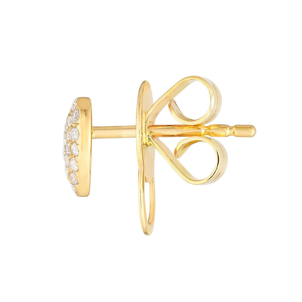 14K Gold Pave Diamond Heart Stud Earrings