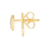 14K Gold Pave Diamond Heart Stud Earrings
