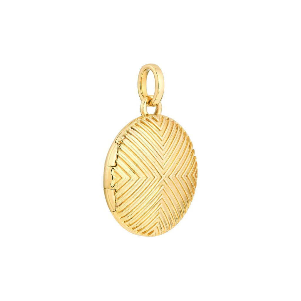 14K Gold Textured Circle Locket Pendant