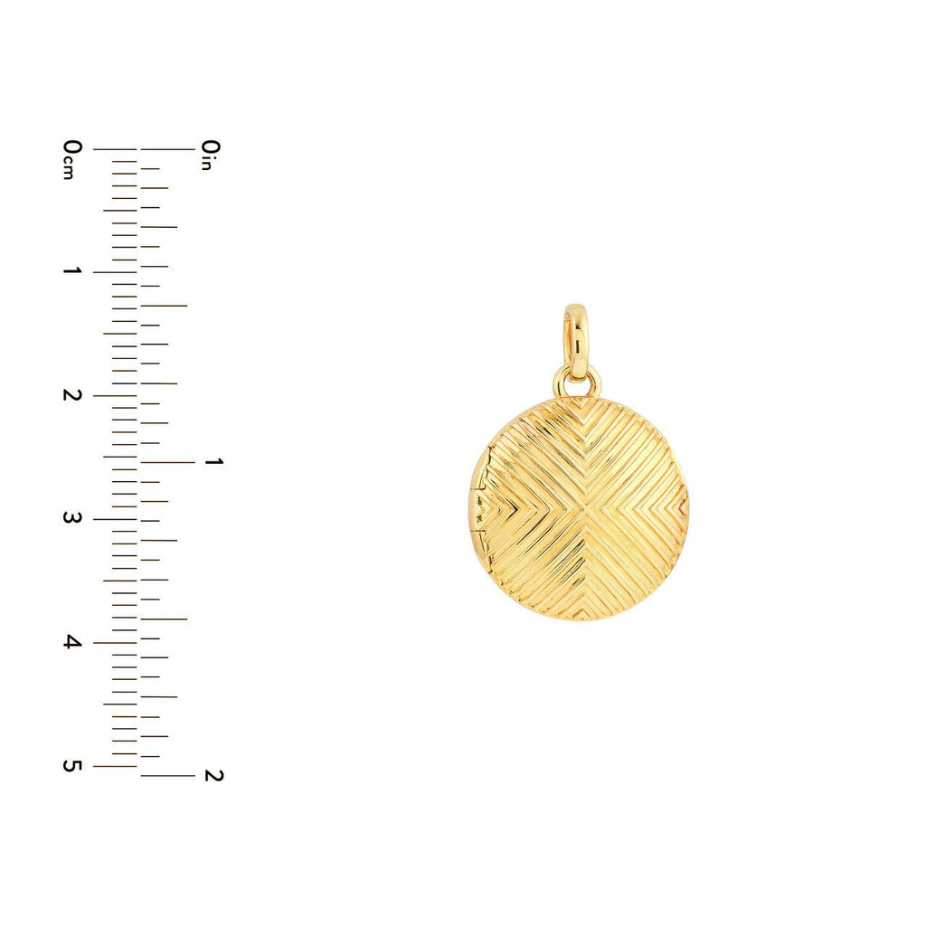 14K Gold Textured Circle Locket Pendant