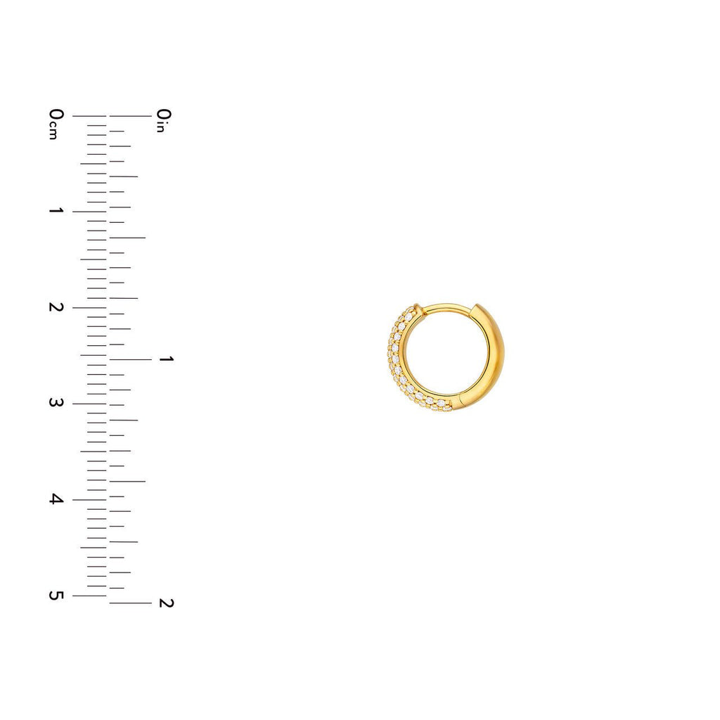 14K Gold 5 Row Diamond Pavé Huggie Earrings