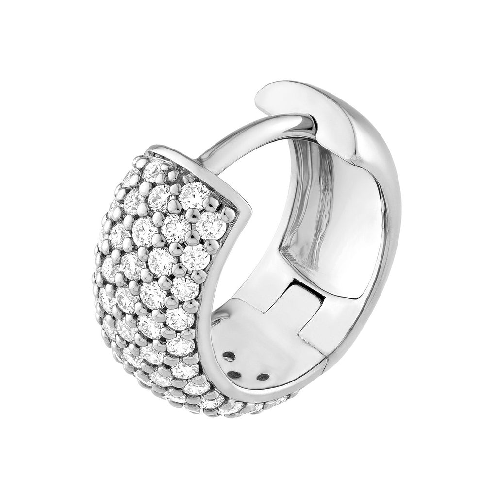 14K Gold 5 Row Diamond Pavé Huggie Earrings