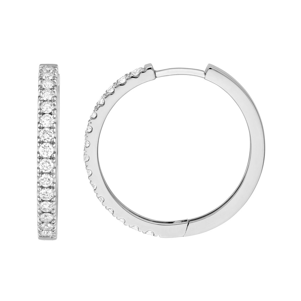 14K Gold Diamond Hoop Earrings