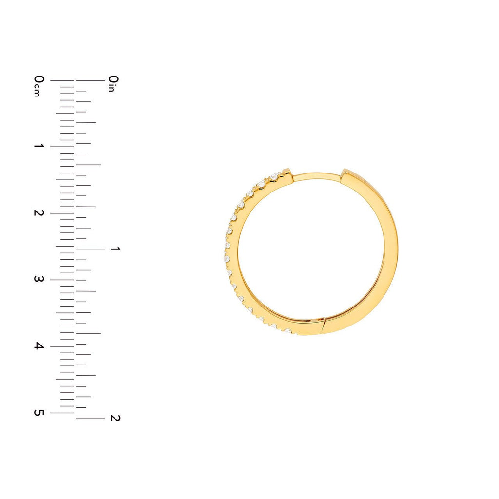14K Gold Diamond Hoop Earrings