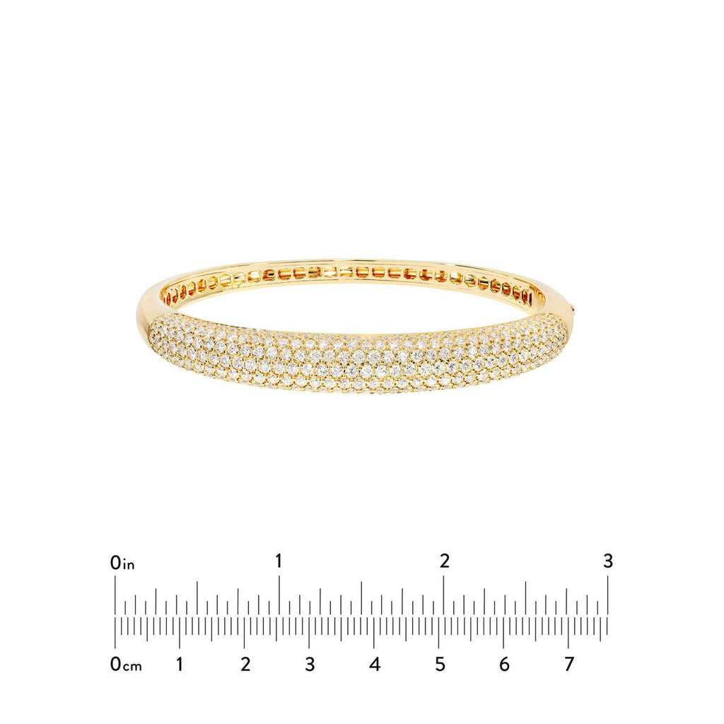 14K Gold Diamond Pave Halfway Rounded Bangle