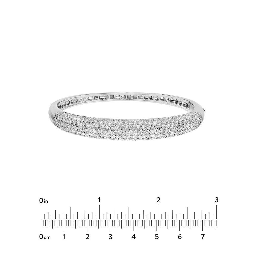 14K Gold Diamond Pave Halfway Rounded Bangle