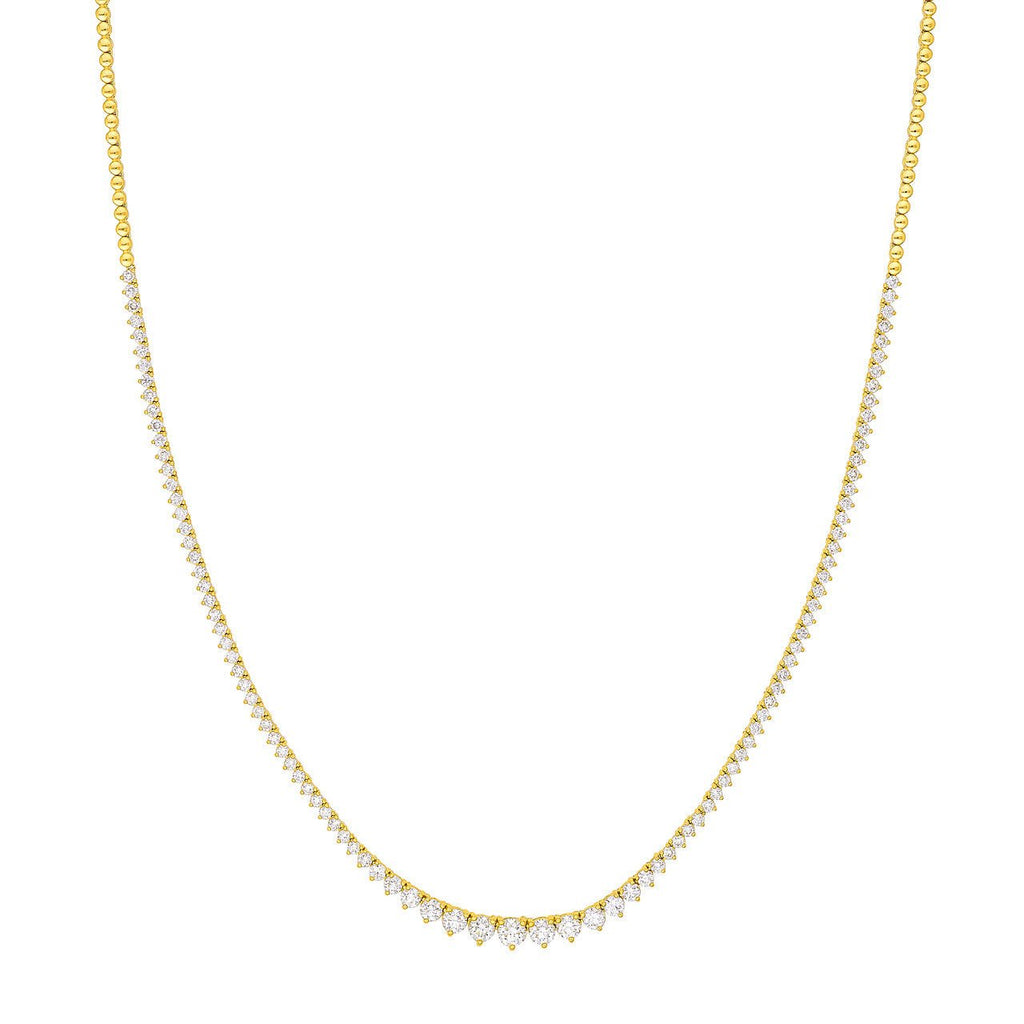 14K Gold 3.00 Carat Graduated Diamond Tennis Necklace