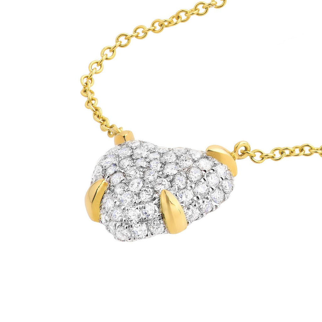 14K Two-Tone Gold Diamond Pavé Heart Pendant Necklace