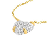 14K Two-Tone Gold Diamond Pavé Heart Pendant Necklace