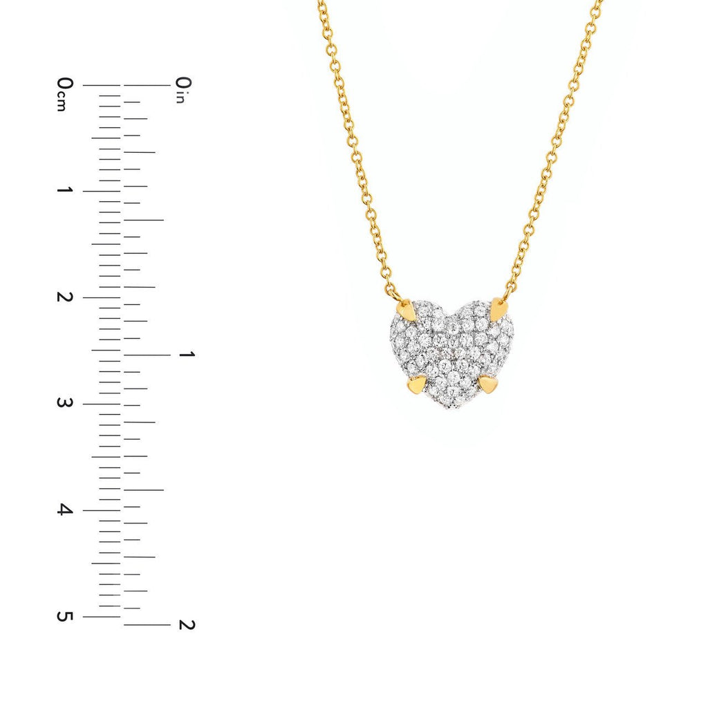 14K Two-Tone Gold Diamond Pavé Heart Pendant Necklace