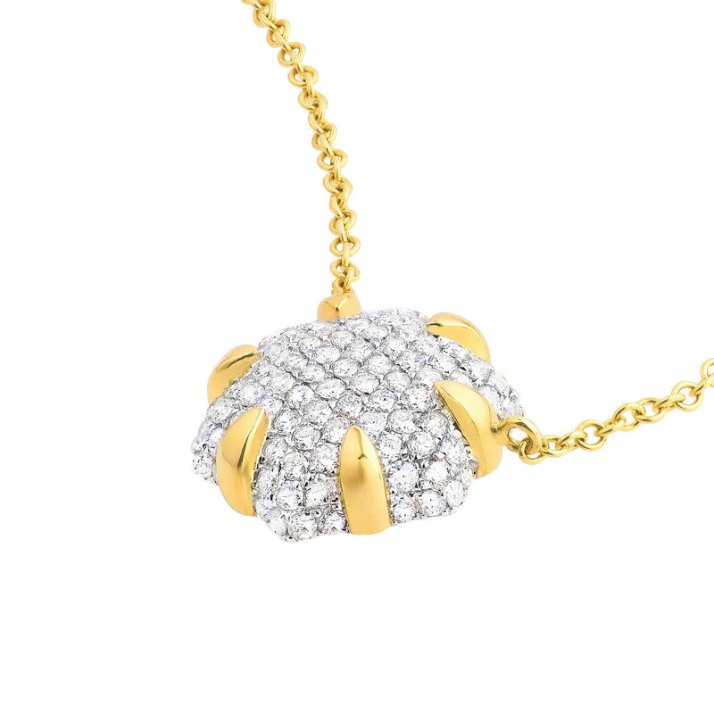 14K Two-Tone Gold Diamond Pavé Hexagon Pendant Necklace