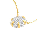 14K Two-Tone Gold Diamond Pavé Hexagon Pendant Necklace