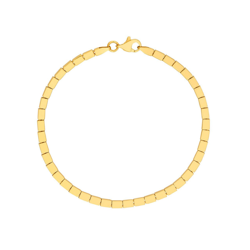 14K Gold Box Link Bracelet