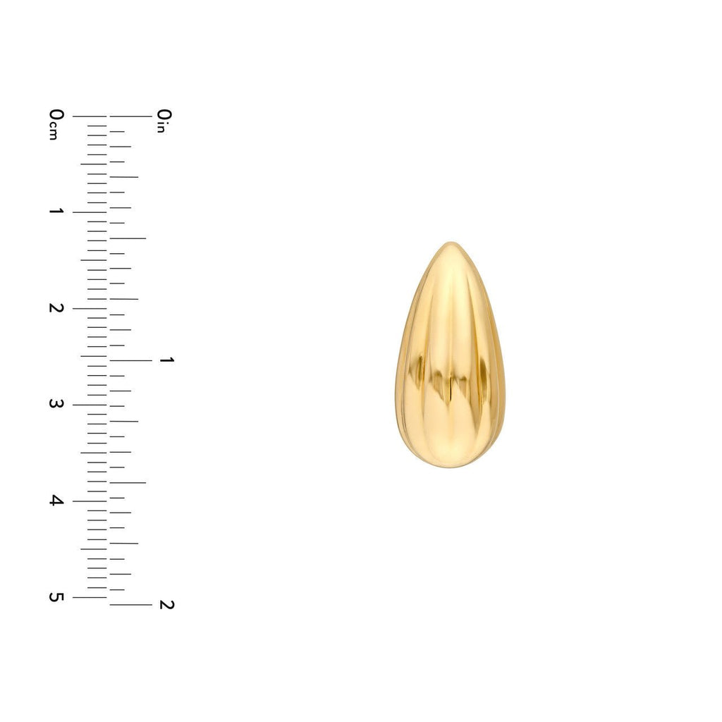 14K Gold Fluted Tear Drop Earrings