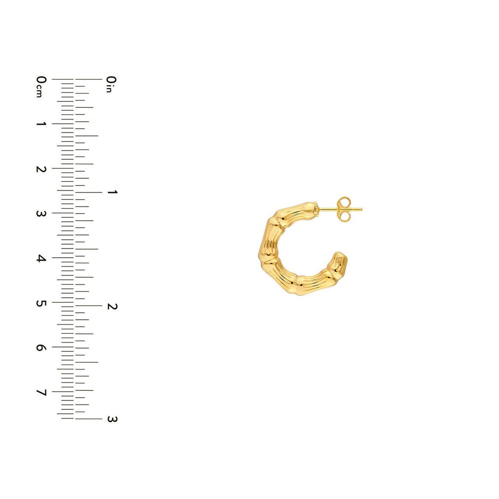 14K Gold Bamboo Hoop Earrings