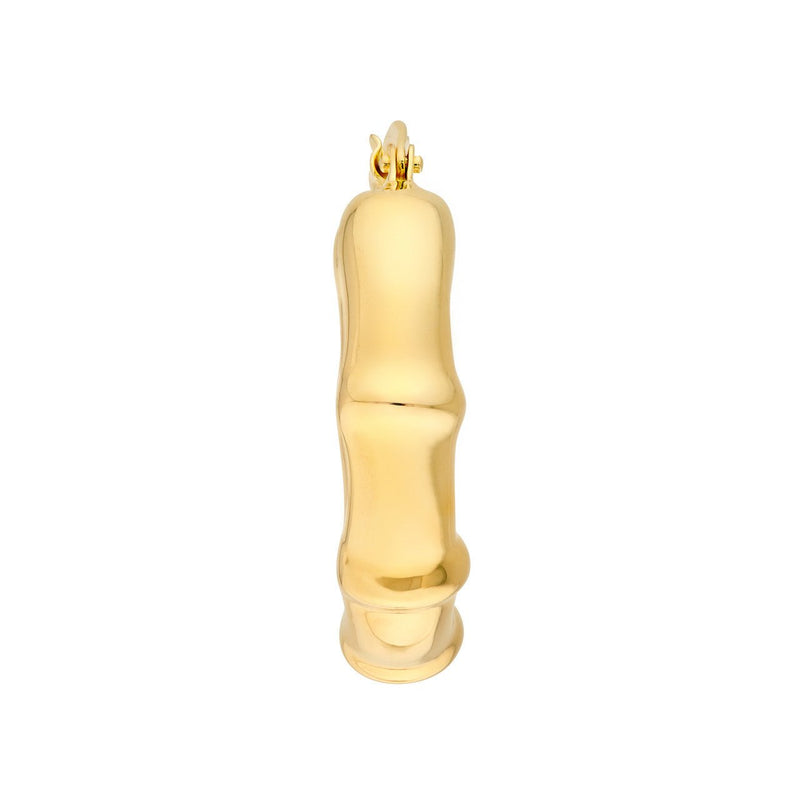 14K Gold Smooth Bamboo Hoop Earrings