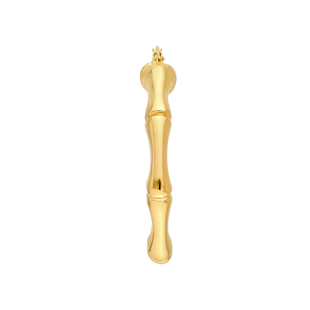 14K Gold Round Bamboo Hoop Earrings