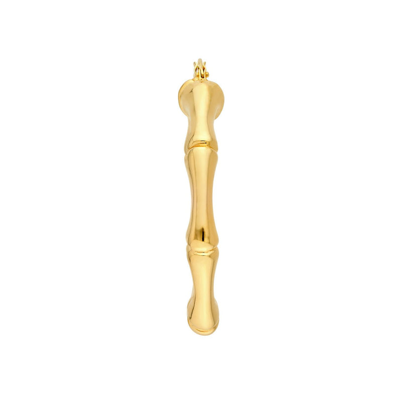 14K Gold Round Bamboo Hoop Earrings