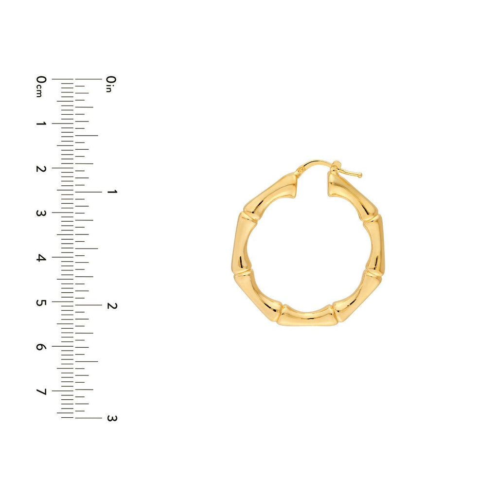 14K Gold Round Bamboo Hoop Earrings