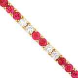 14K Gold 1.00 Carat Diamond and Ruby Tennis Bracelet