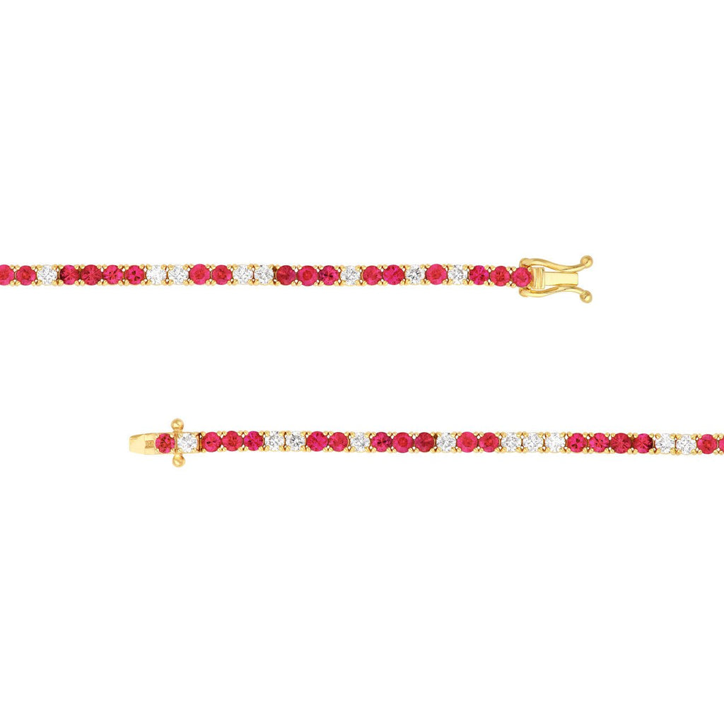 14K Gold 1.00 Carat Diamond and Ruby Tennis Bracelet