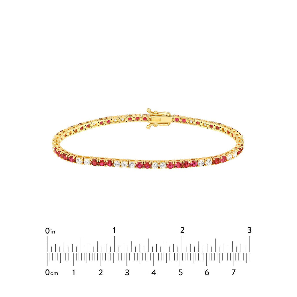 14K Gold 1.00 Carat Diamond and Ruby Tennis Bracelet