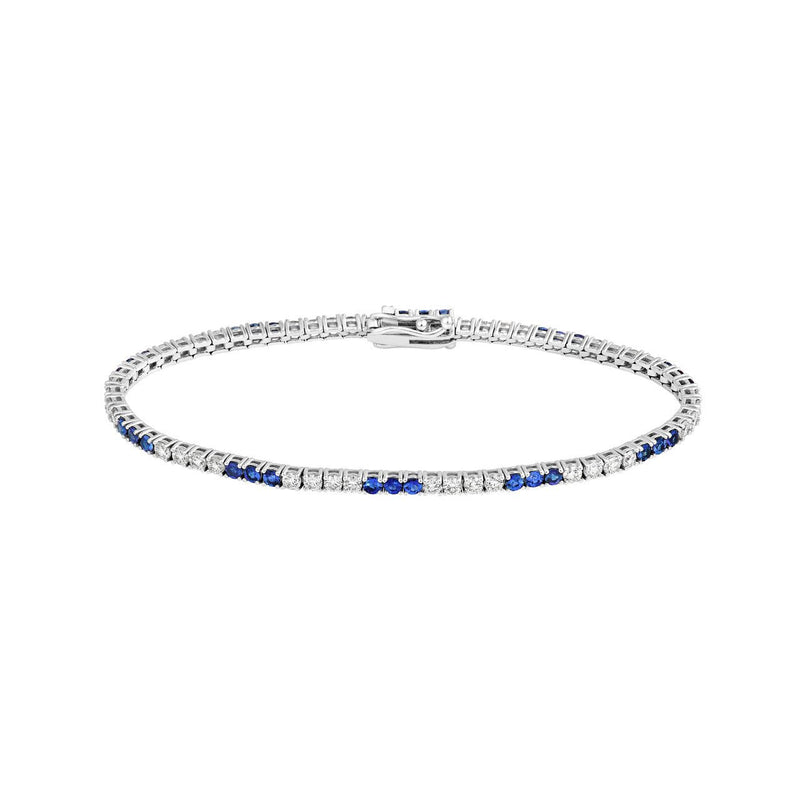 14K Gold 2.00 Carat Diamond and Sapphire Tennis Bracelet