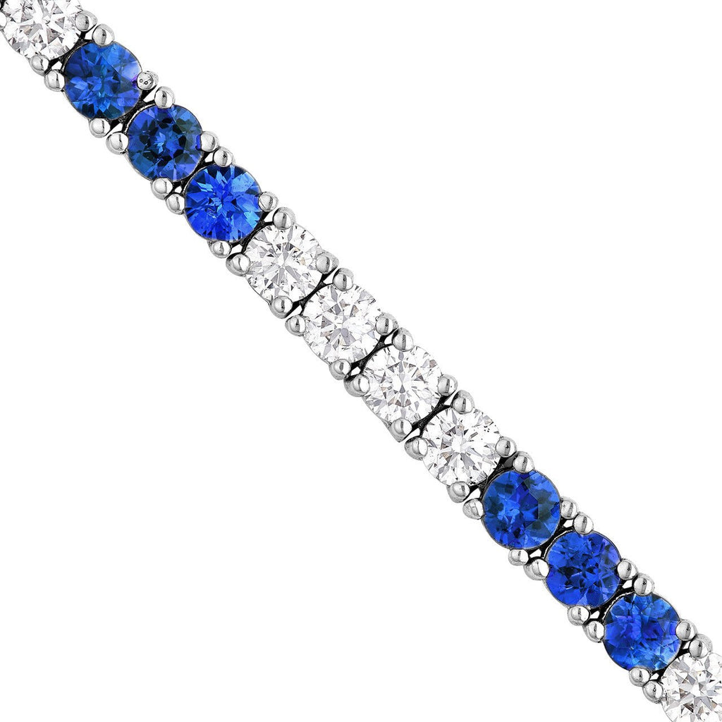 14K Gold 2.00 Carat Diamond and Sapphire Tennis Bracelet