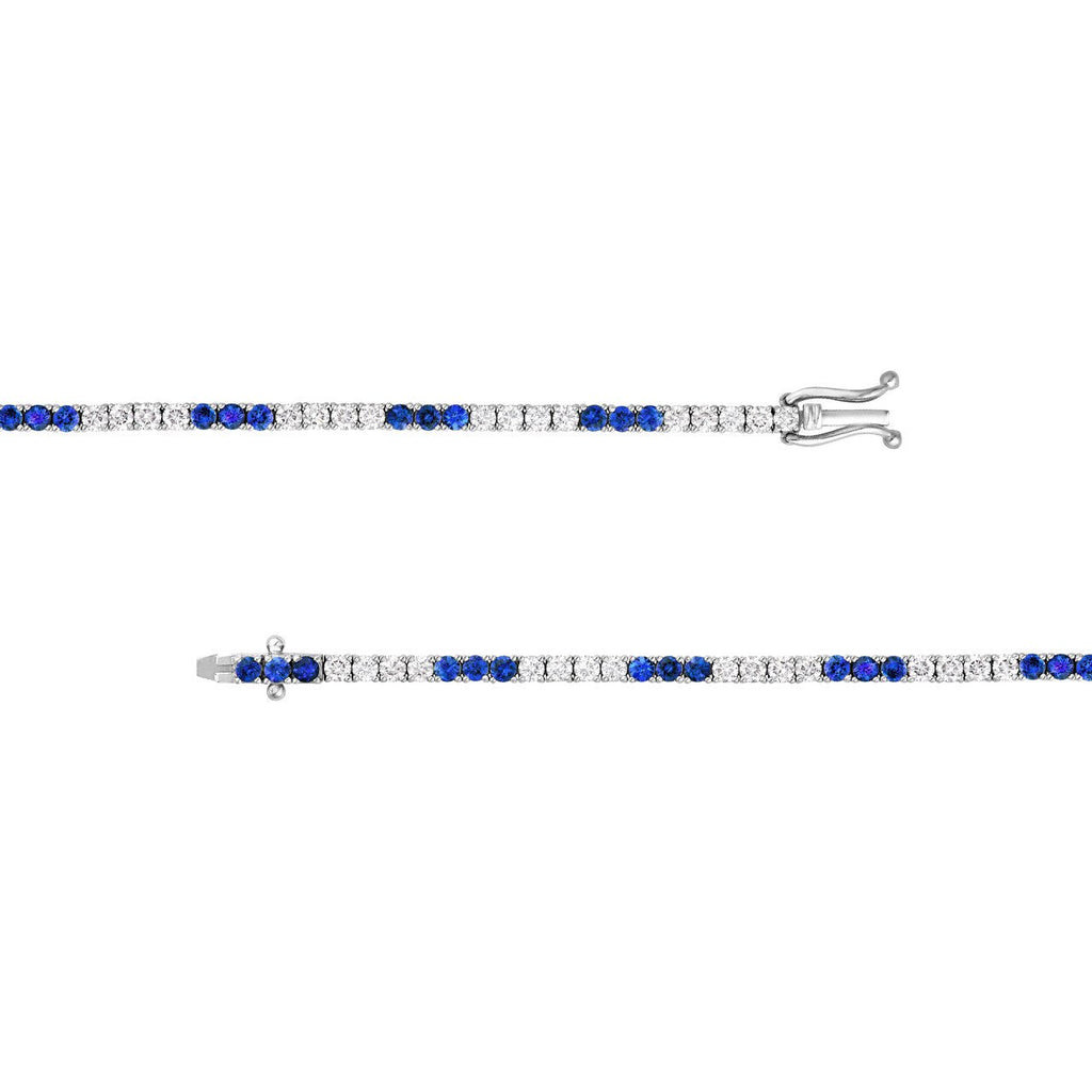 14K Gold 2.00 Carat Diamond and Sapphire Tennis Bracelet