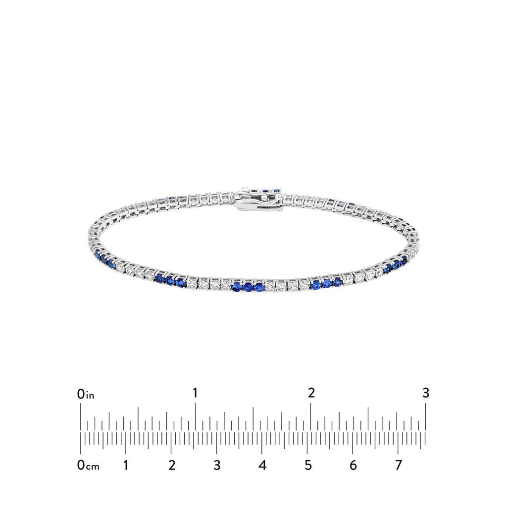 14K Gold 2.00 Carat Diamond and Sapphire Tennis Bracelet
