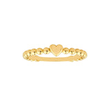 14K Gold Beaded Heart Ring