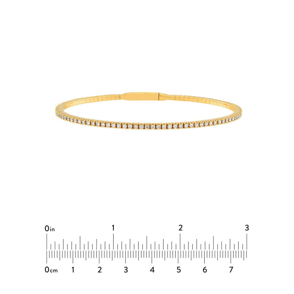14K Gold 0.90 Carat Diamond Flexible Square Bangle