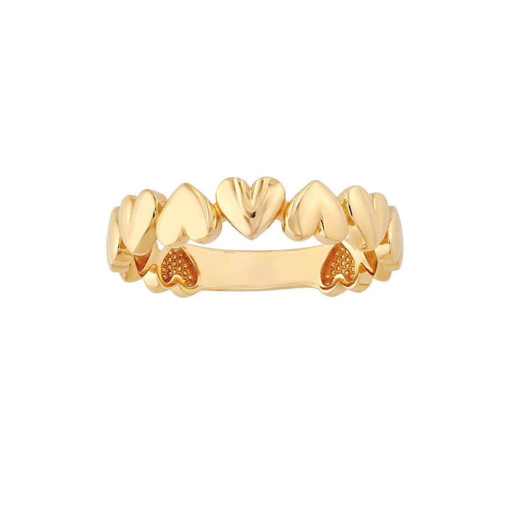 14K Gold Alternating Hearts 3/4 Band