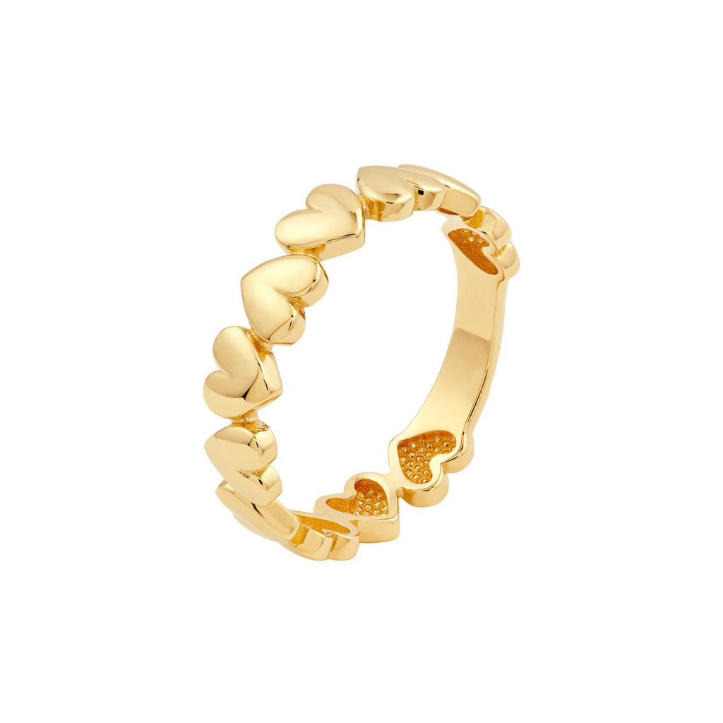 14K Gold Alternating Hearts 3/4 Band