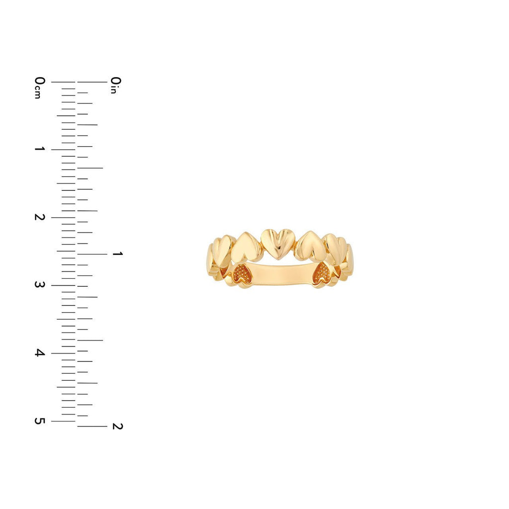 14K Gold Alternating Hearts 3/4 Band