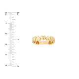 14K Gold Alternating Hearts 3/4 Band