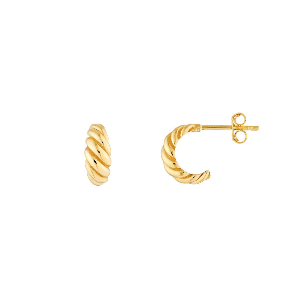14K Gold Open Swirl Hoop Earrings