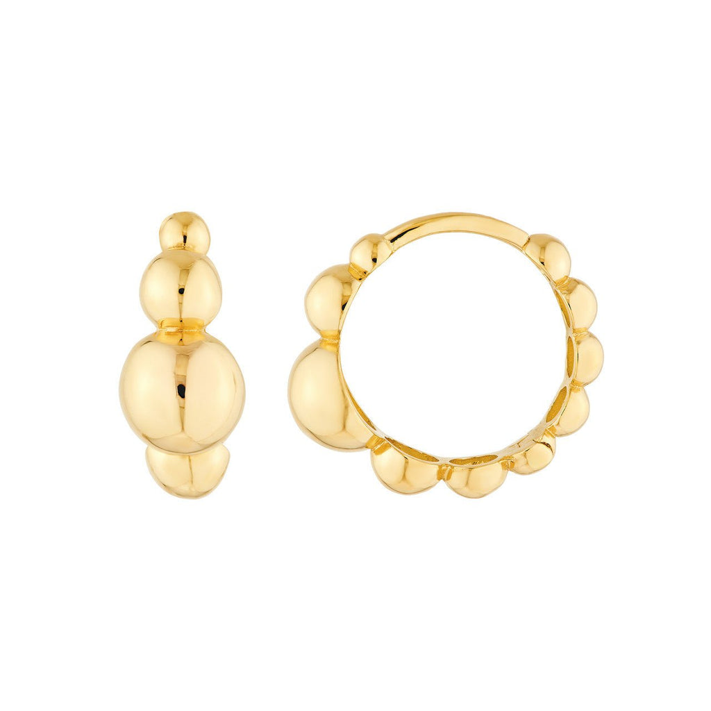 14K Gold Beaded Hoop Earrings