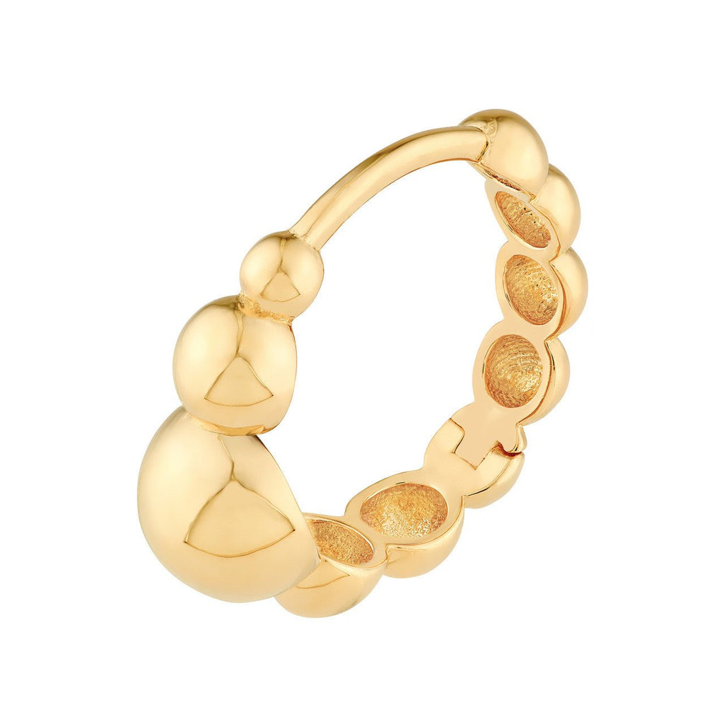 14K Gold Beaded Hoop Earrings