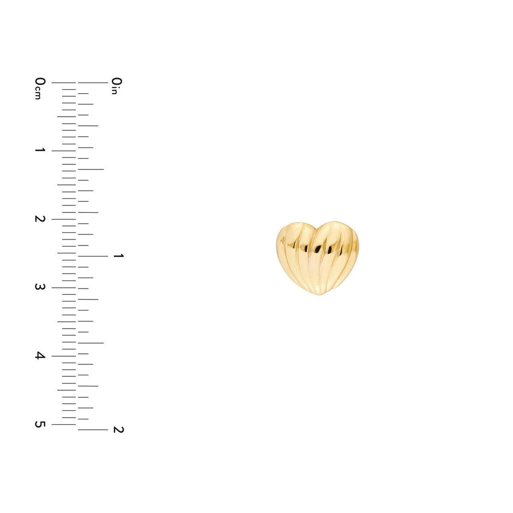 14K Gold Curved Fluted Heart Stud Earrings