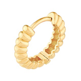 14K Gold Round Rope Hoop Earrings