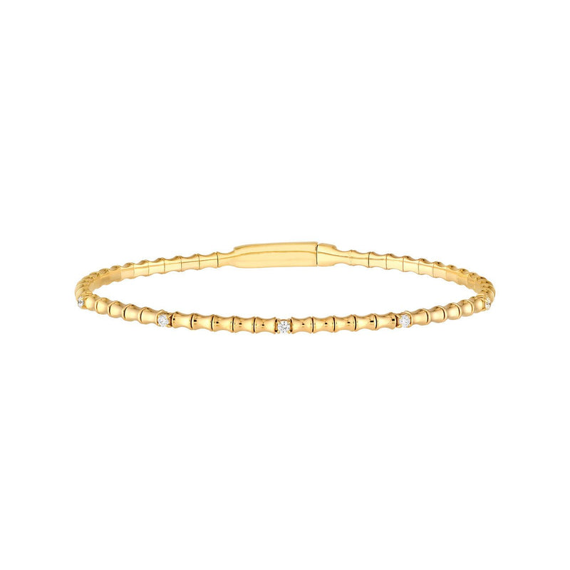14K Gold Bamboo Flexible Diamond Bangle