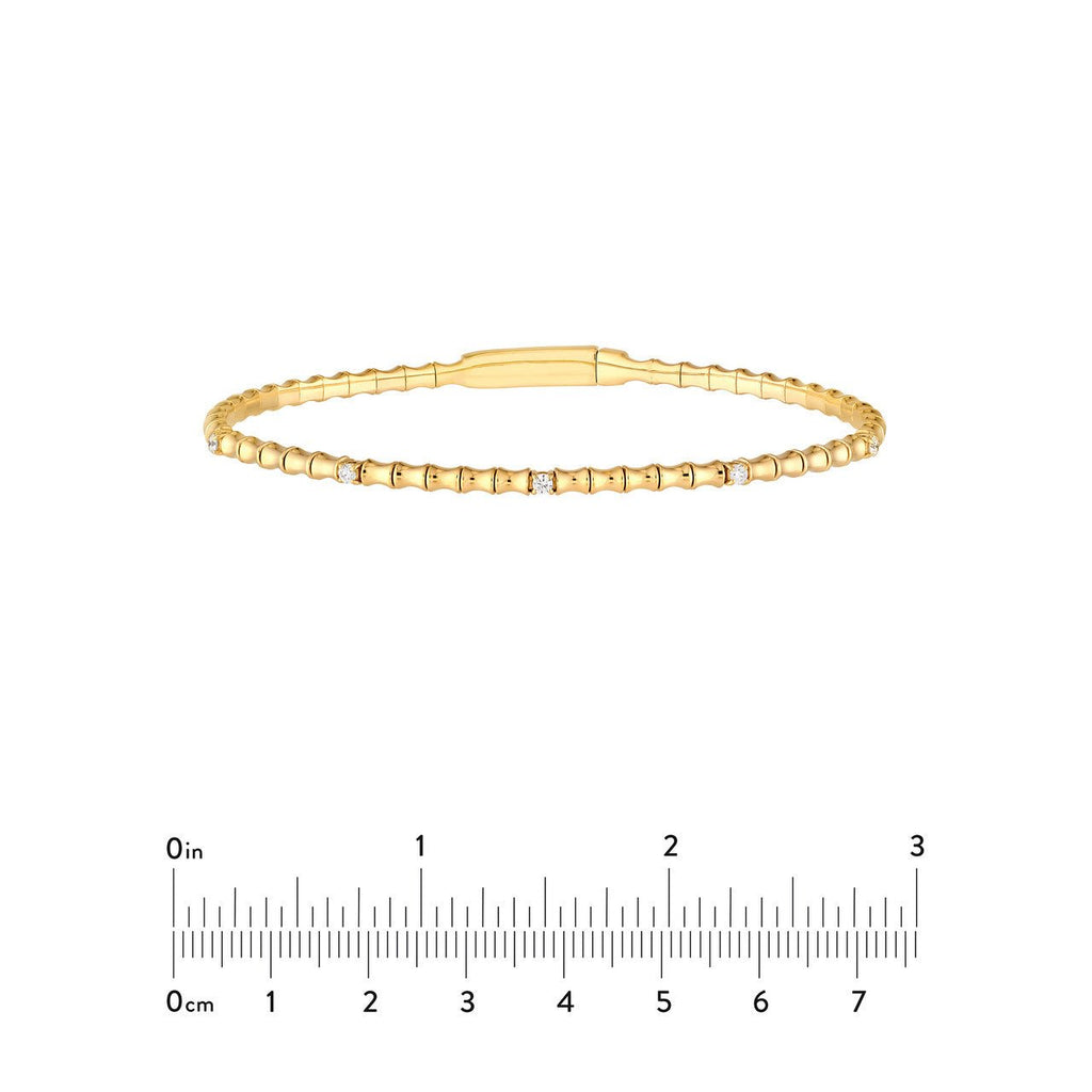 14K Gold Bamboo Flexible Diamond Bangle