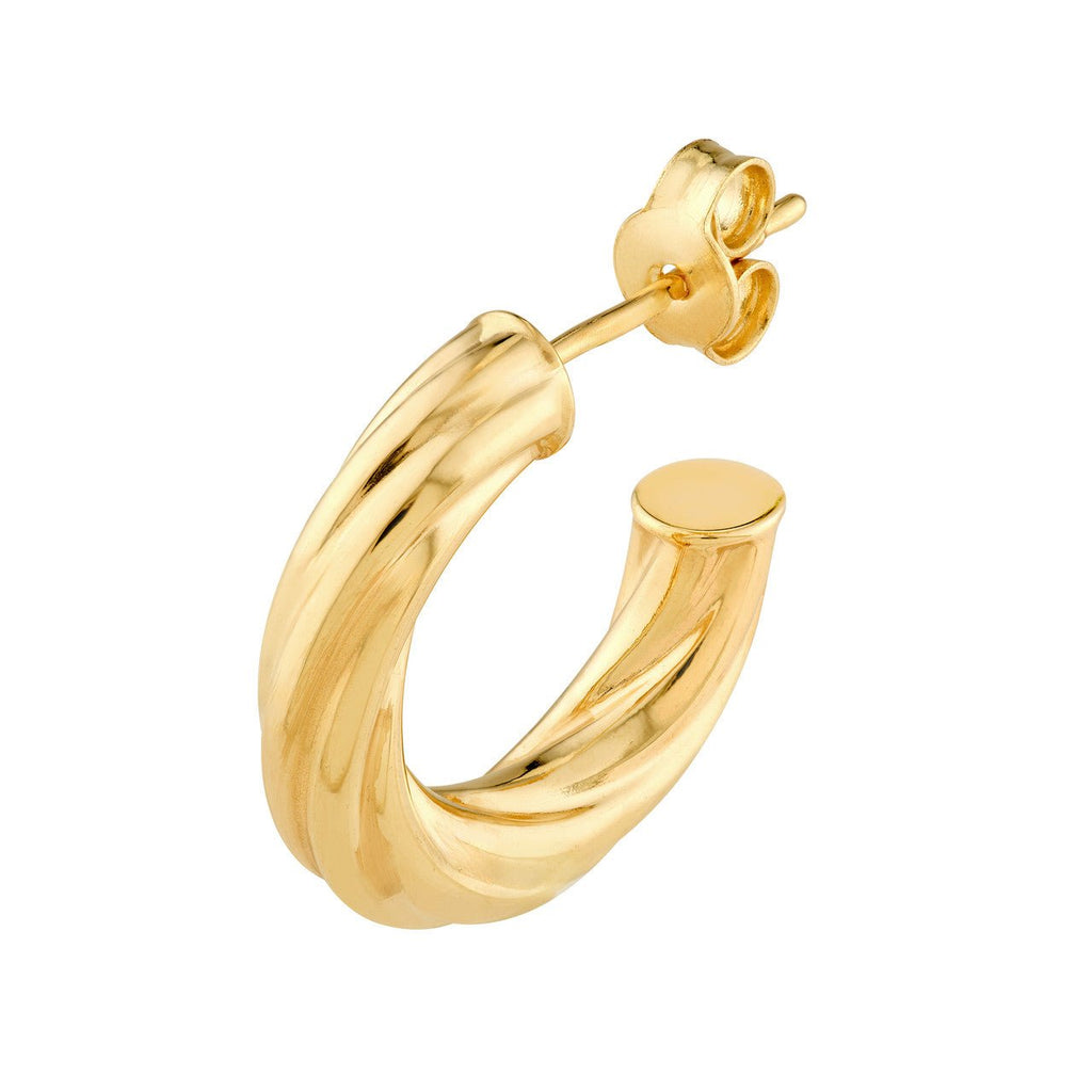 14K Gold Twisted 10MM Open Hoop Earrings
